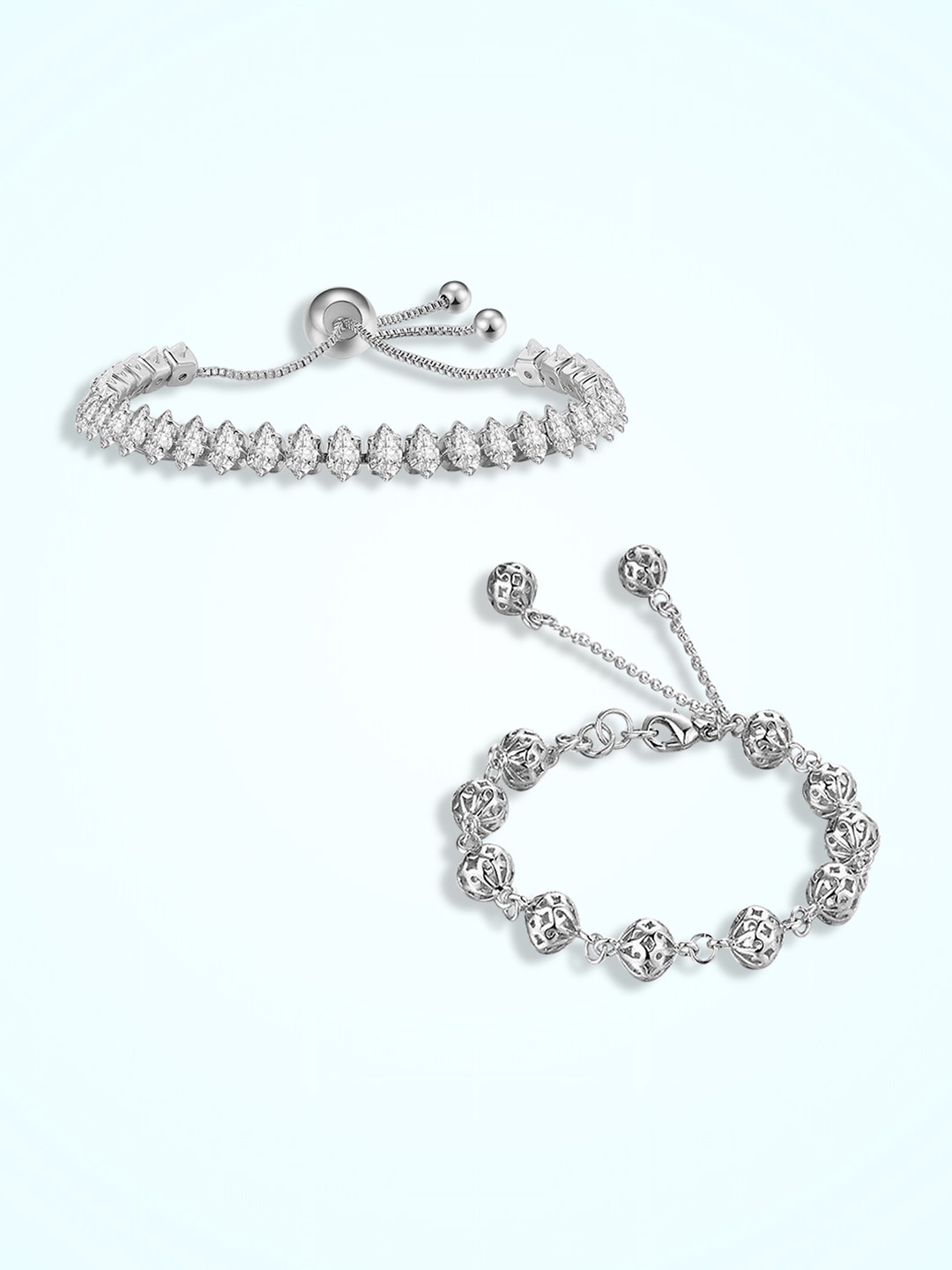 

Peora American Diamond Silver-Plated Wraparound Bracelet