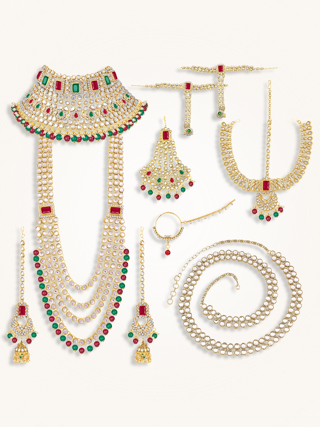 

Peora Gold-Plated Kundan-Studded & Beaded Jewellery Set