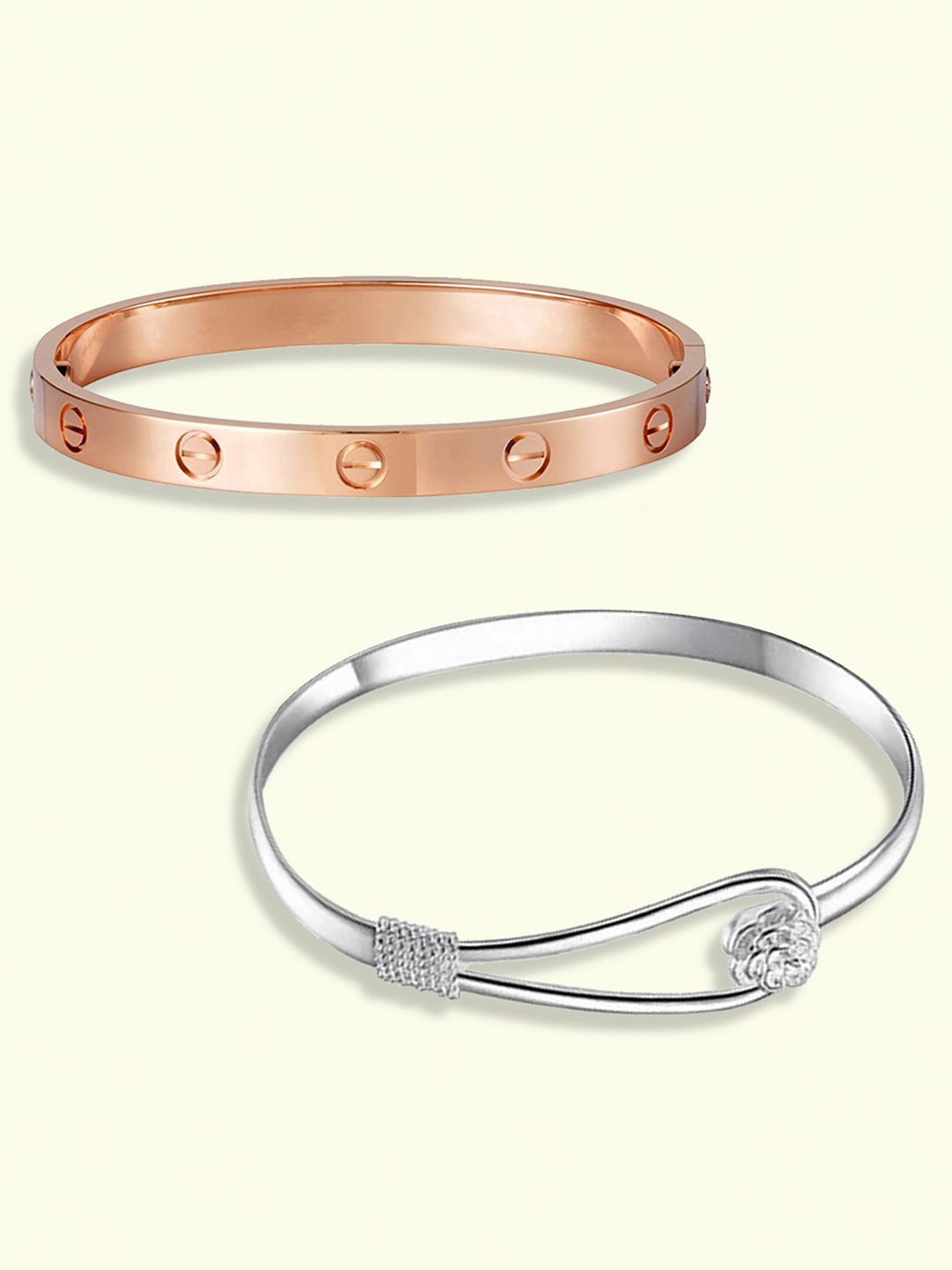 

Peora Silver-Plated Cubic Zirconia Kada Bracelet, Rose gold