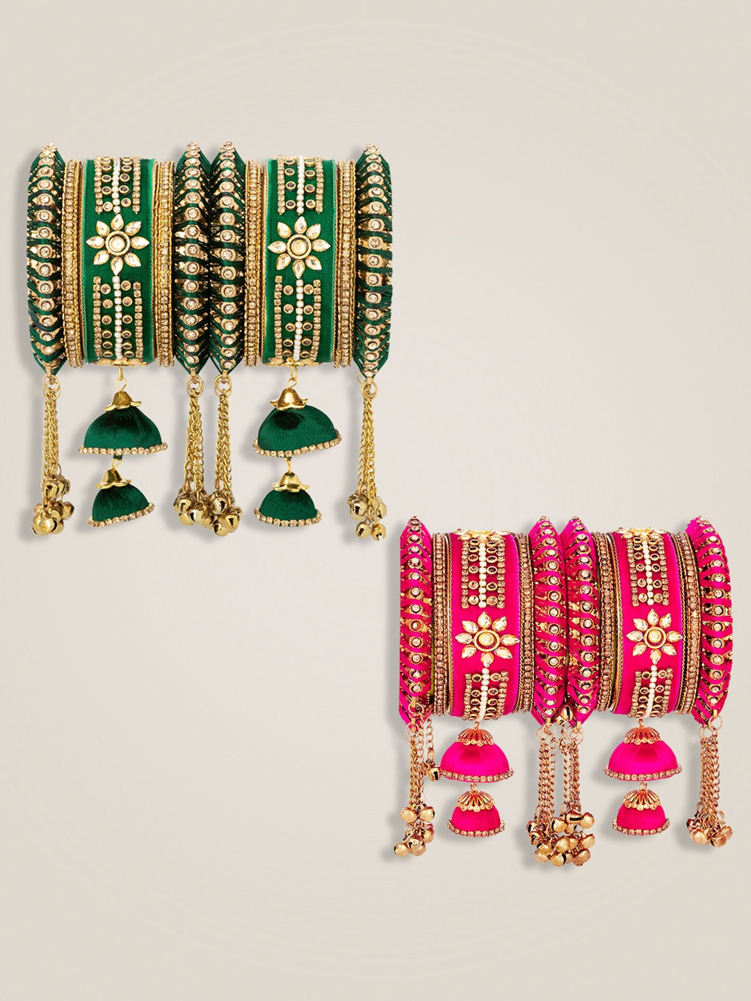 

Peora Set Of 2 Gold-Plated Kundan-Studded Bangles