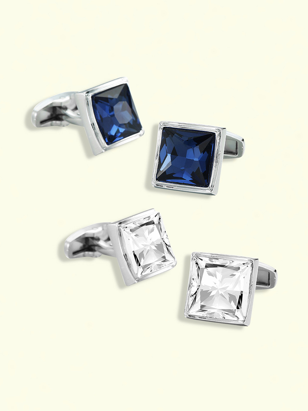 

Peora Men Pack Of 2 Stainless Steel Cufflink, Silver