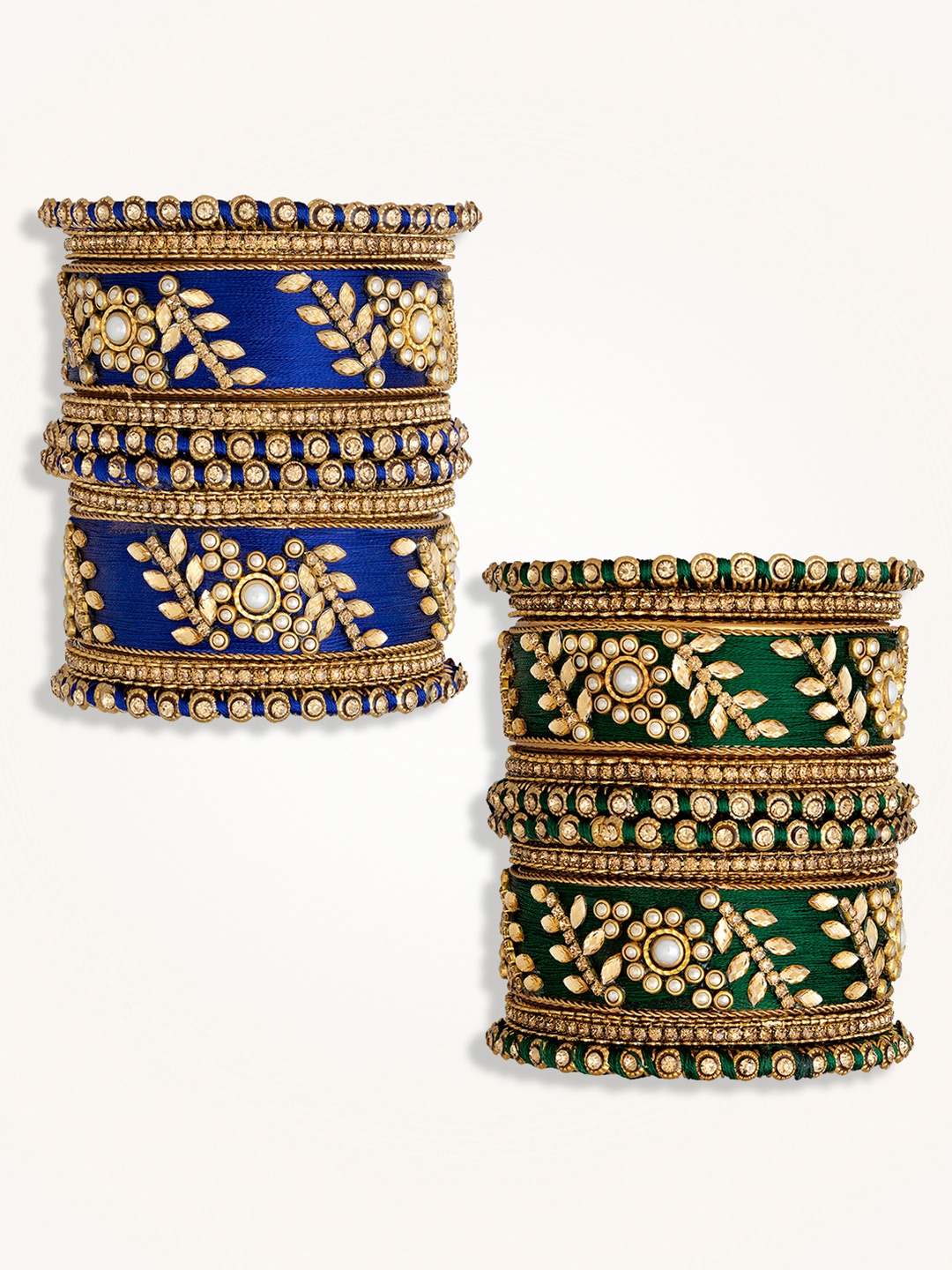 

Peora Set Of 2 Gold-Plated Kundan-Studded Thread Bangles