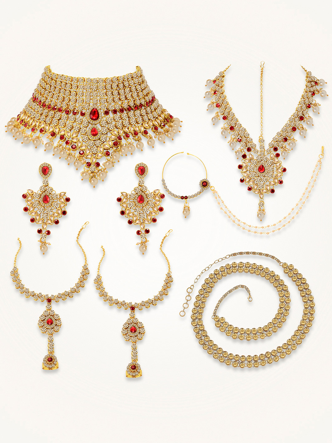 

Peora Gold-Plated Kundan Stone-Studded & Beaded Jewellery Set