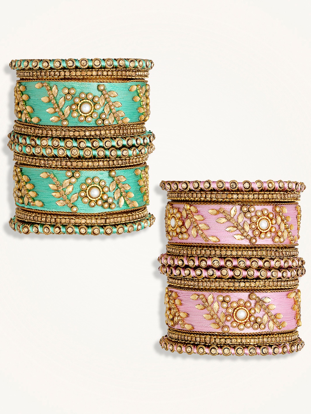 

Peora Set Of 2 Gold-Plated Kundan -Studded Bangles