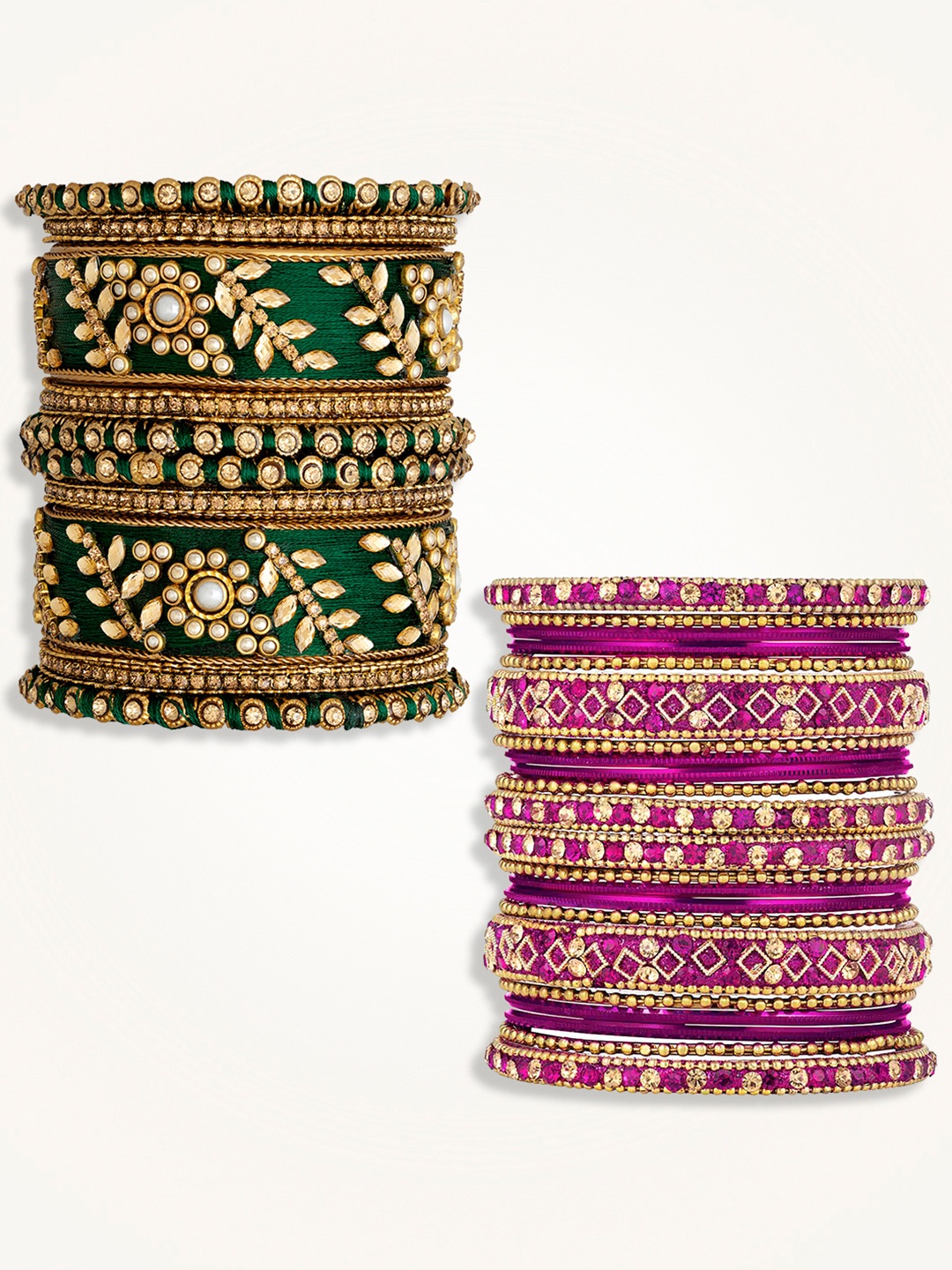 

Peora Set Of 2 Gold Plated Kundan Studded Bangles, Pink