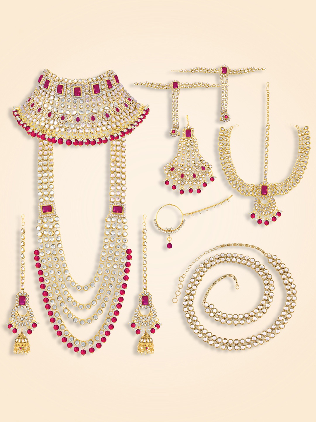 

Peora Gold-Plated Kundan-Studded & Beaded Jewellery Set