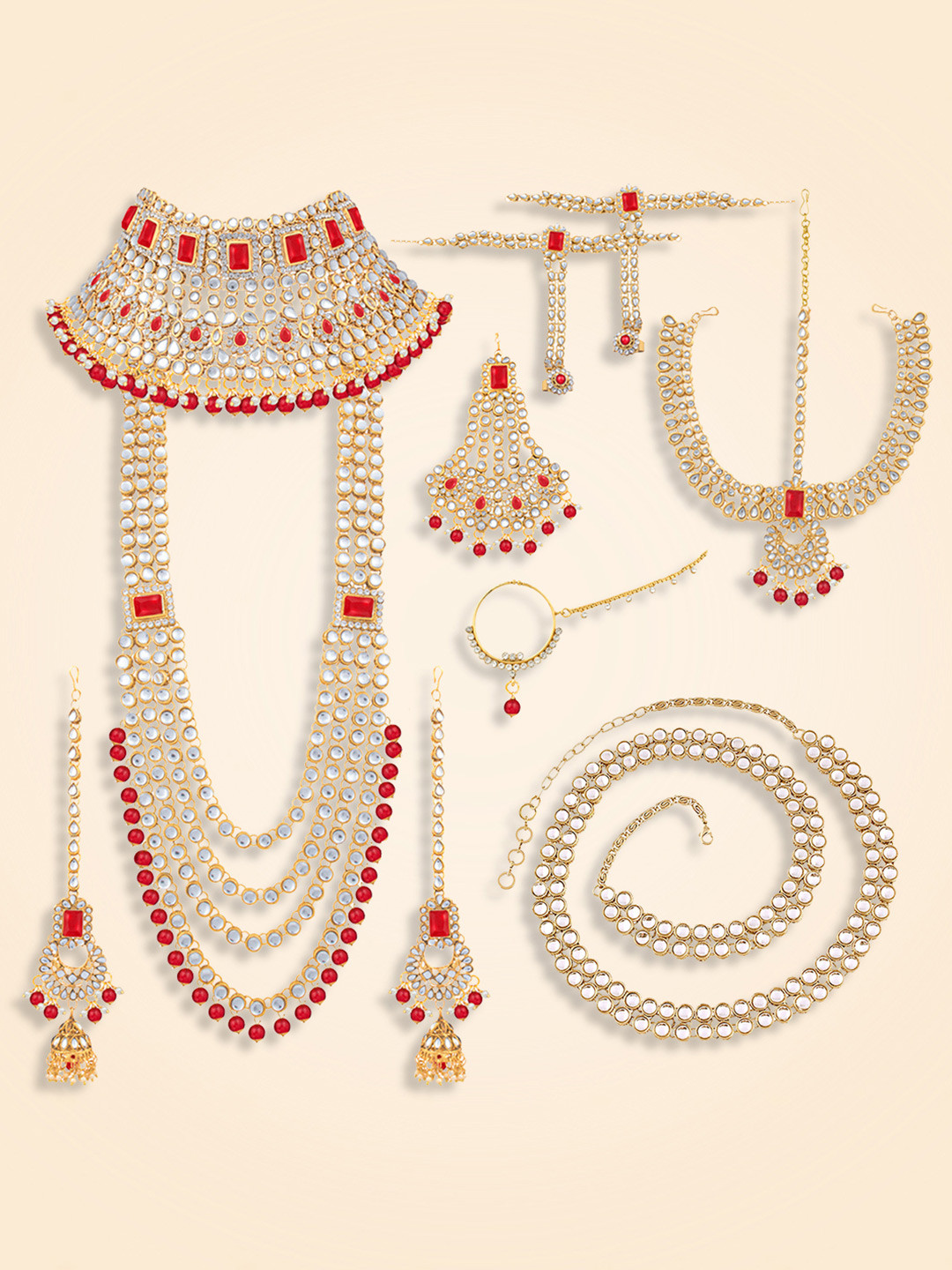 

Peora Gold-Plated Kundan-Studded & Beaded Jewellery Set