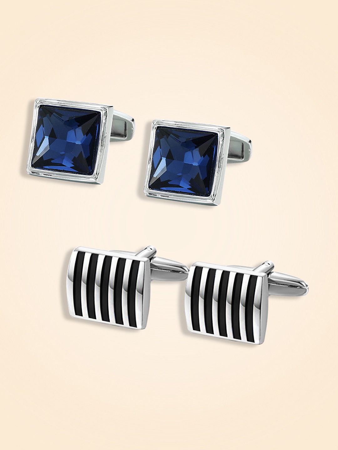 

Peora Men Quirky Cufflink, Silver