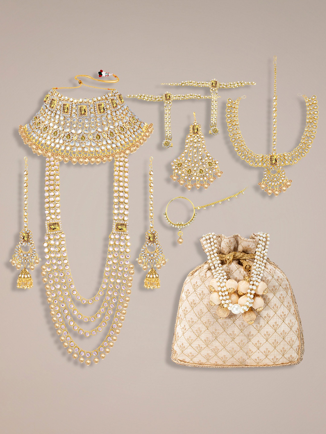 

Peora Gold-Plated Kundan Jewellery Set