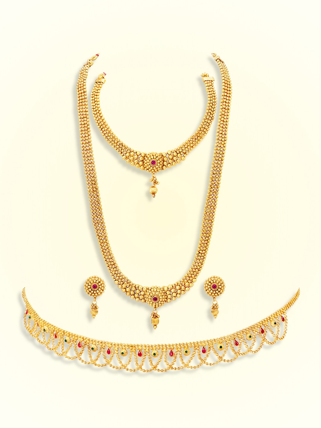 

Peora Gold-Plated Kundan Stone-Studded & Beaded Jewellery Set
