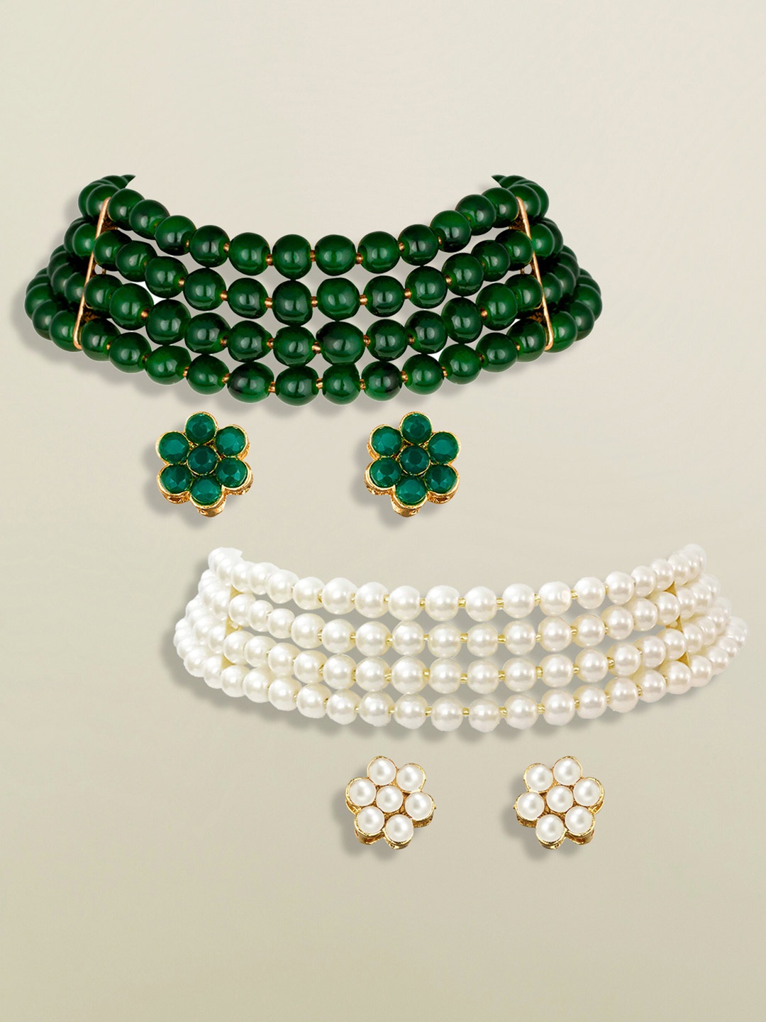 

Peora Set Of 2 Gold Plated Beaded Jewellery Set