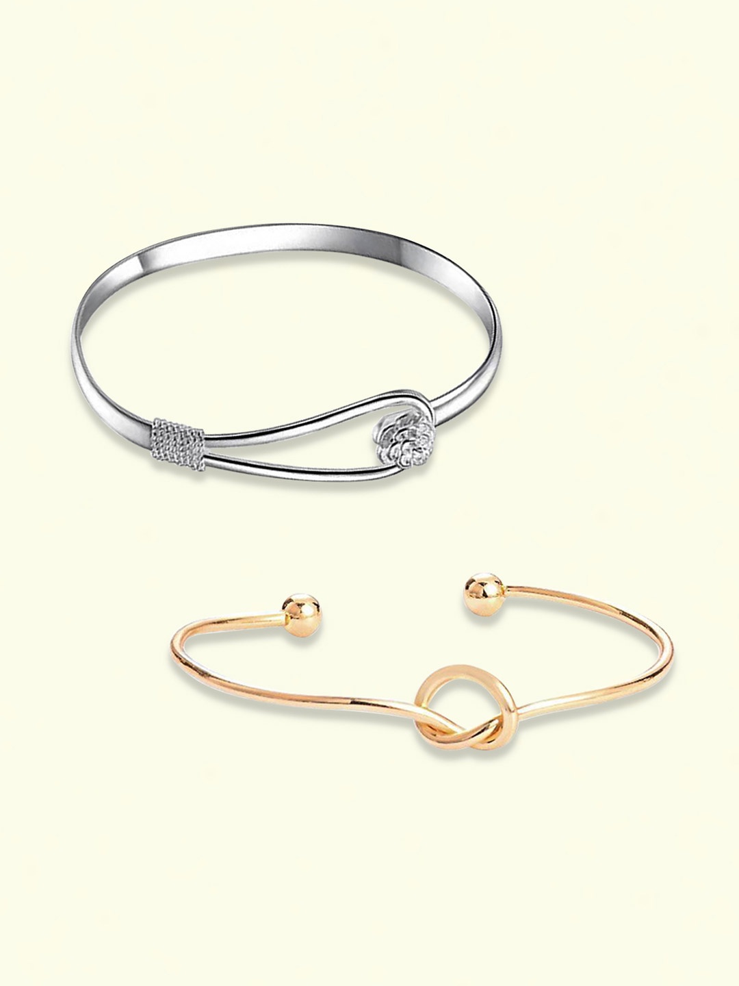 

Peora Women Set of 2 Silver-Plated Cubic Zirconia Kada Bracelet