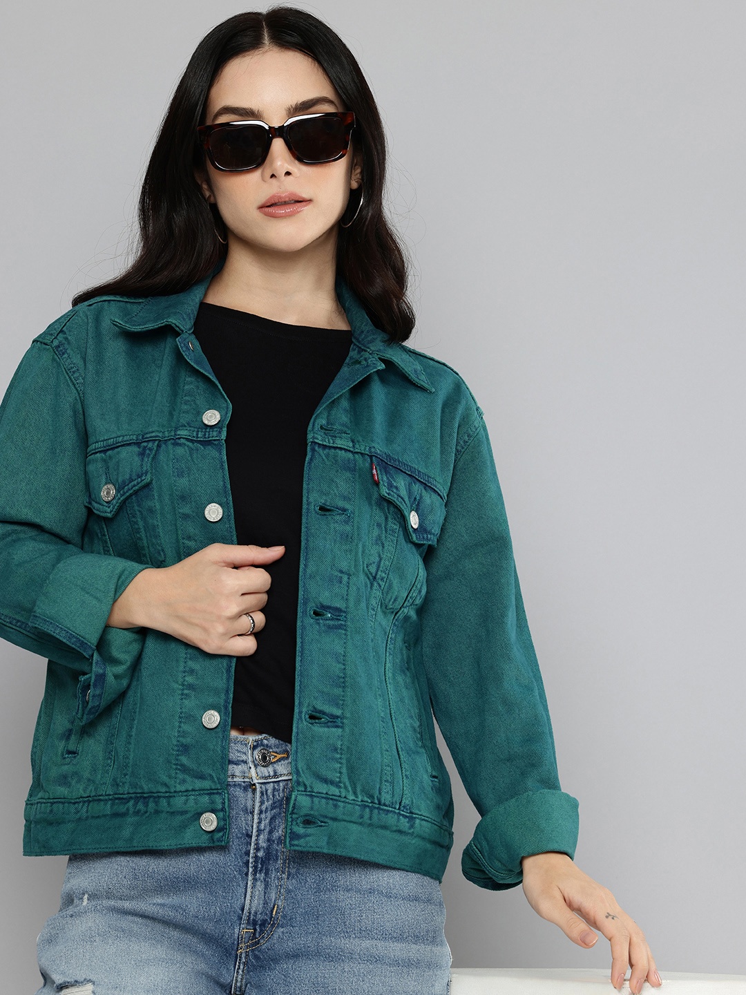 

Levis Pure Cotton Denim Trucker Jacket, Green