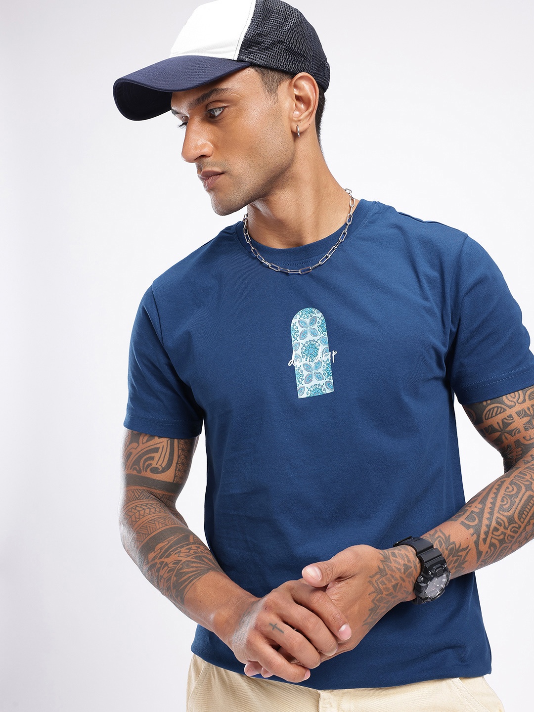 

glitchez Urban Vibe Printed T-shirt, Blue