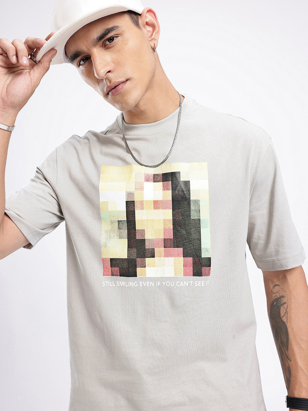 

glitchez Street Savvy Printed Relaxed Fit T-shirt, Grey