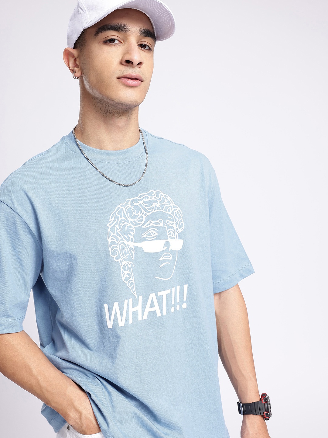 

glitchez Urban Touch Graphic Printed Relaxed Fit T-shirt, Blue