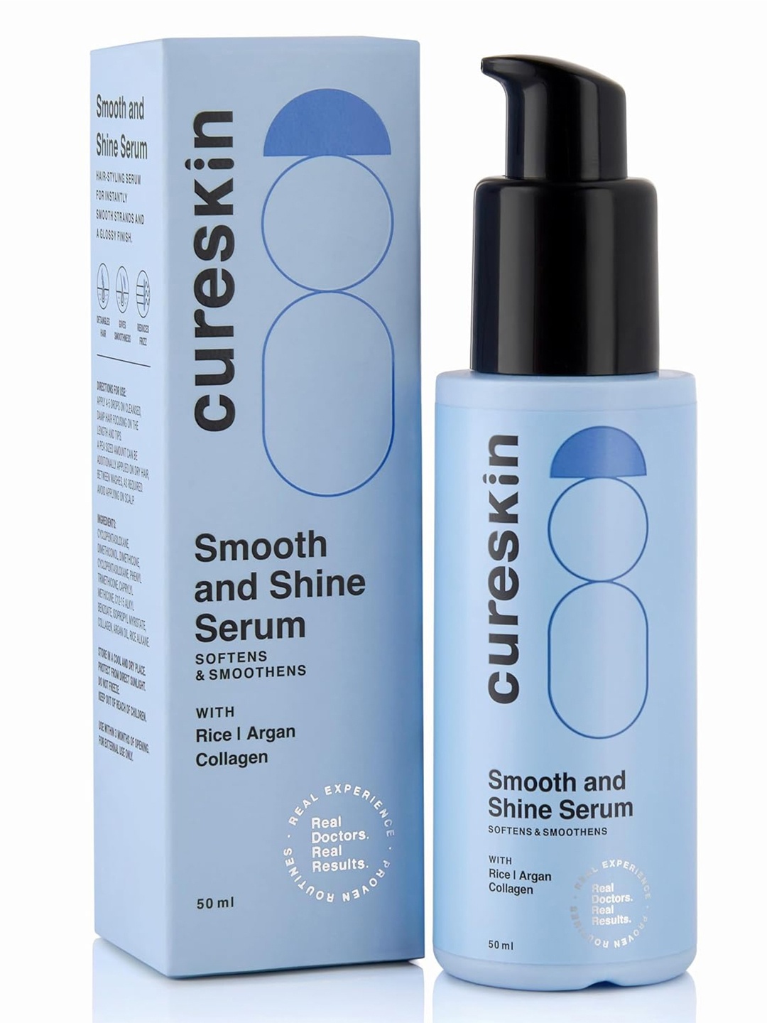 

Cureskin Smooth and Shine Hair Serum With Rice & Argan Collagen - 50 ml, Transparent