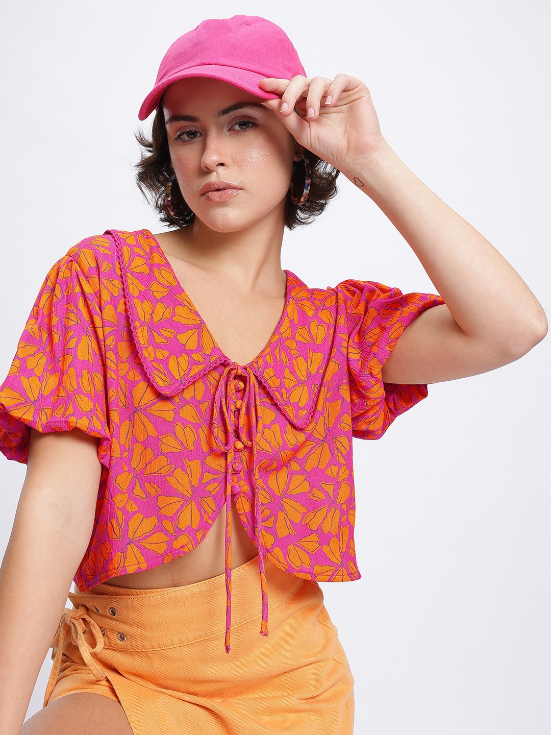 

DressBerry Floral Escape Above the Keyboard Shirt-Style Top, Magenta