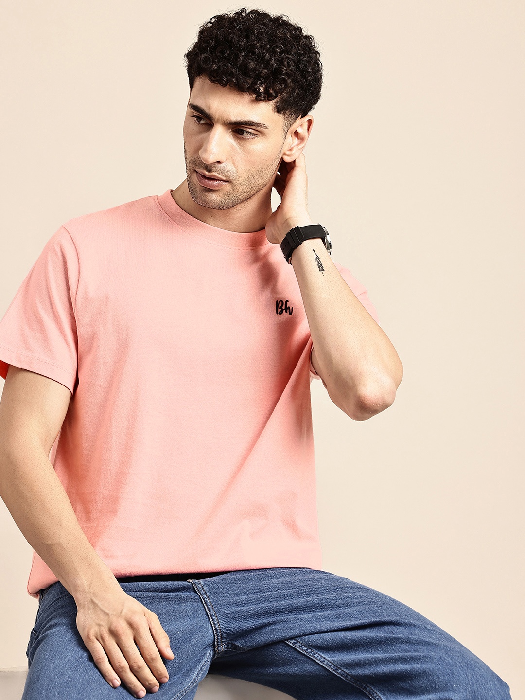 

Being Human Crew Neck Pure Cotton T-Shirt, Pink