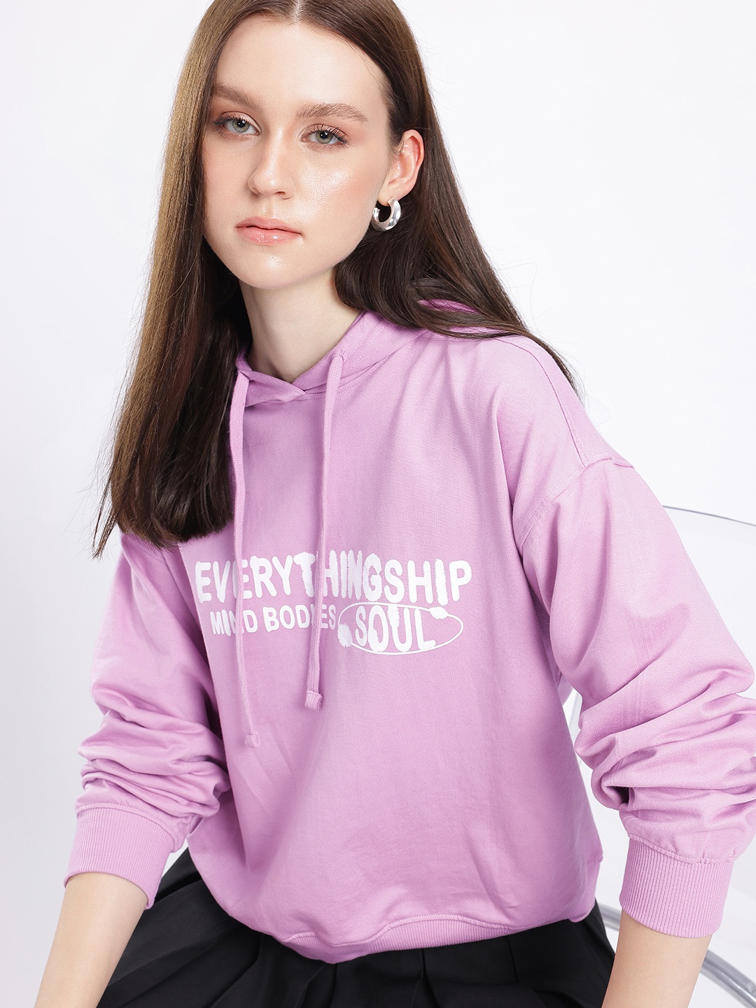 

glitchez Urban Swag Printed Cotton Terry Oversized Sweatshirt, Purple
