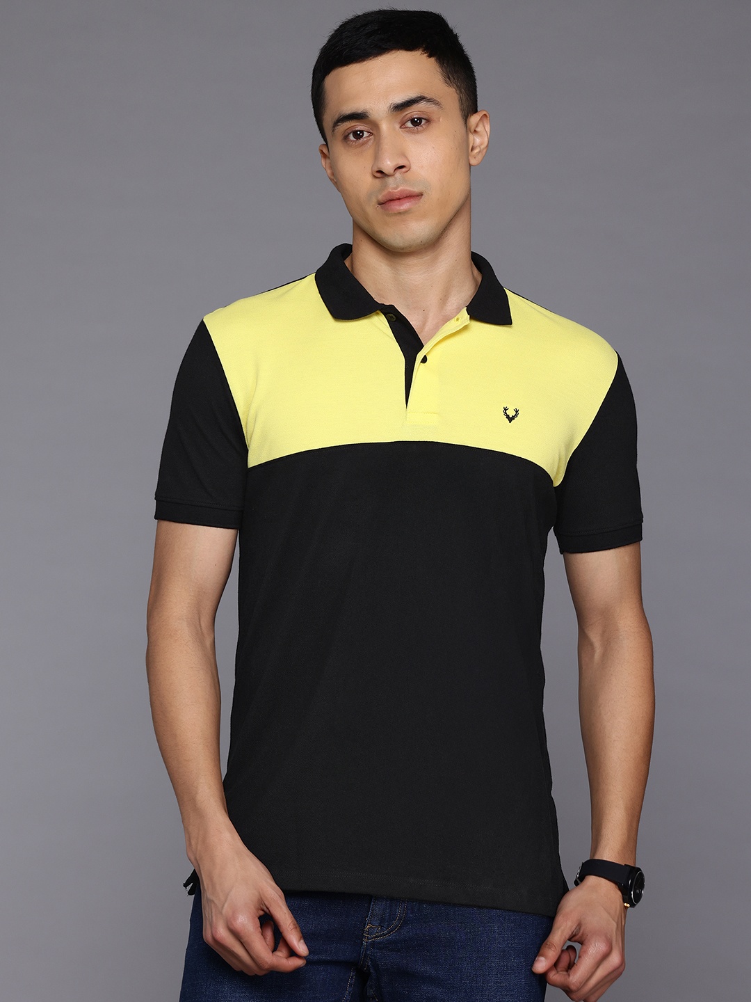 

Allen Solly Colourblocked Polo Collar T-shirt, Black