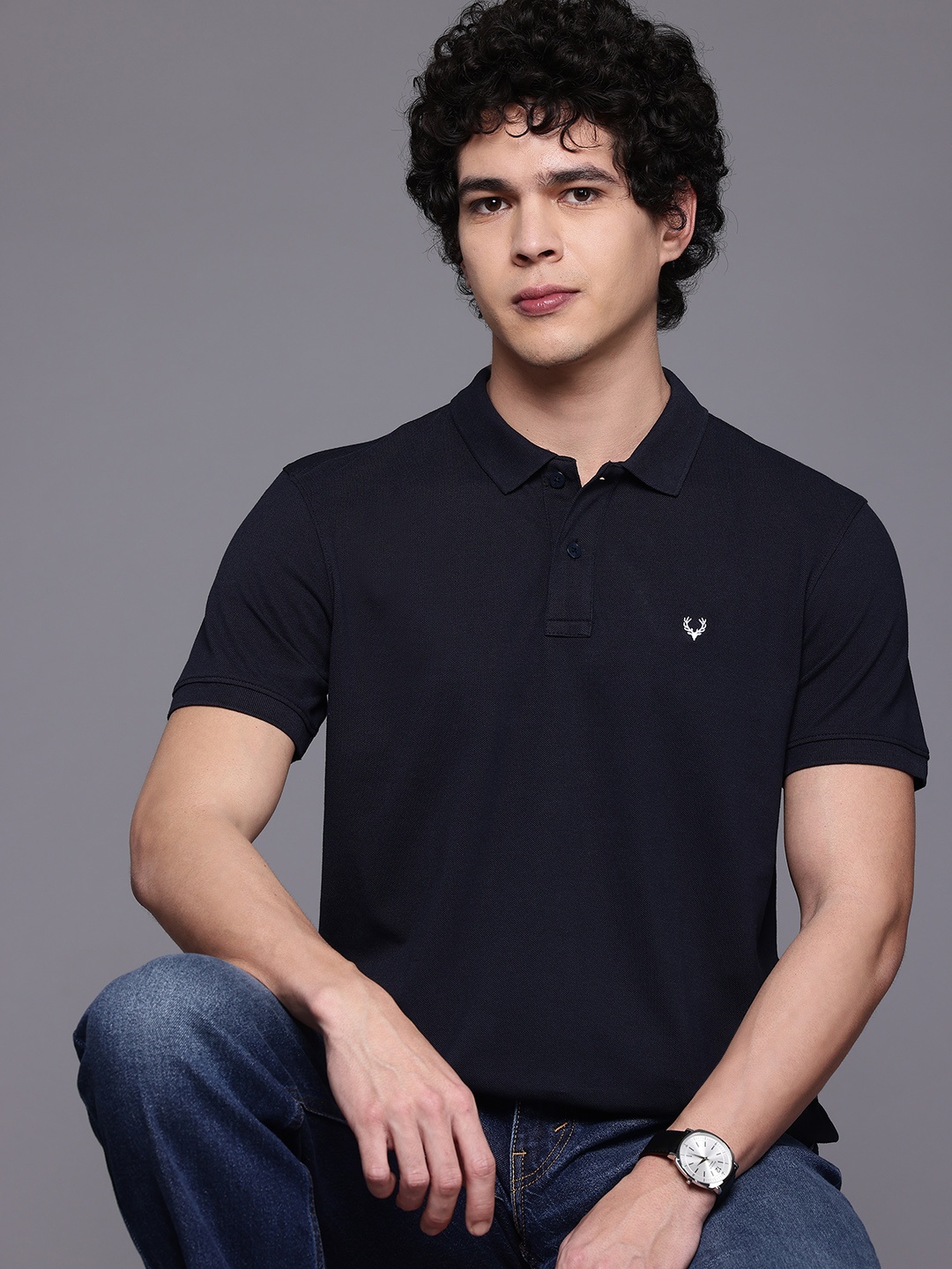 

Allen Solly Polo Collar T-shirt, Navy blue