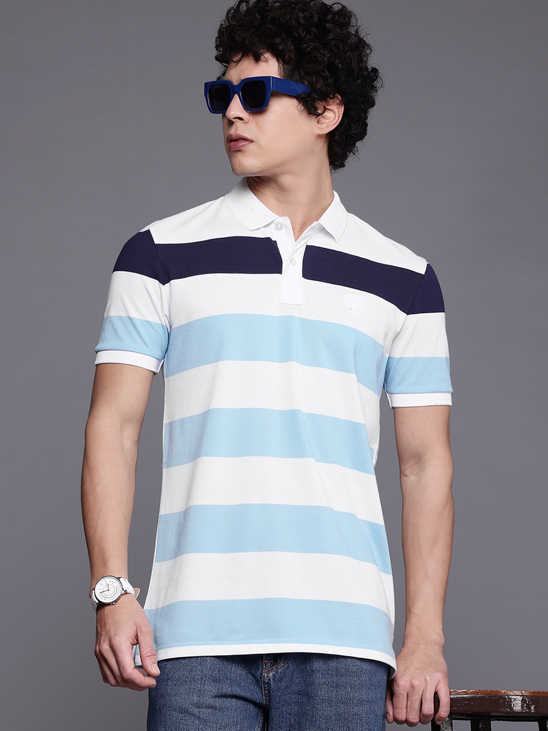 

Allen Solly Striped Polo Collar T-shirt, White