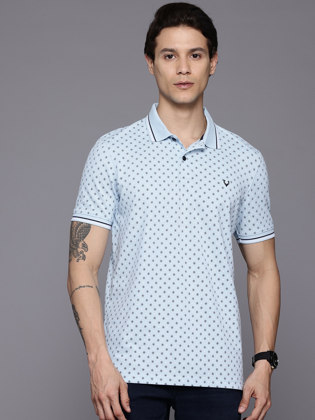 

Allen Solly Men Printed Polo Collar T-shirt, Blue