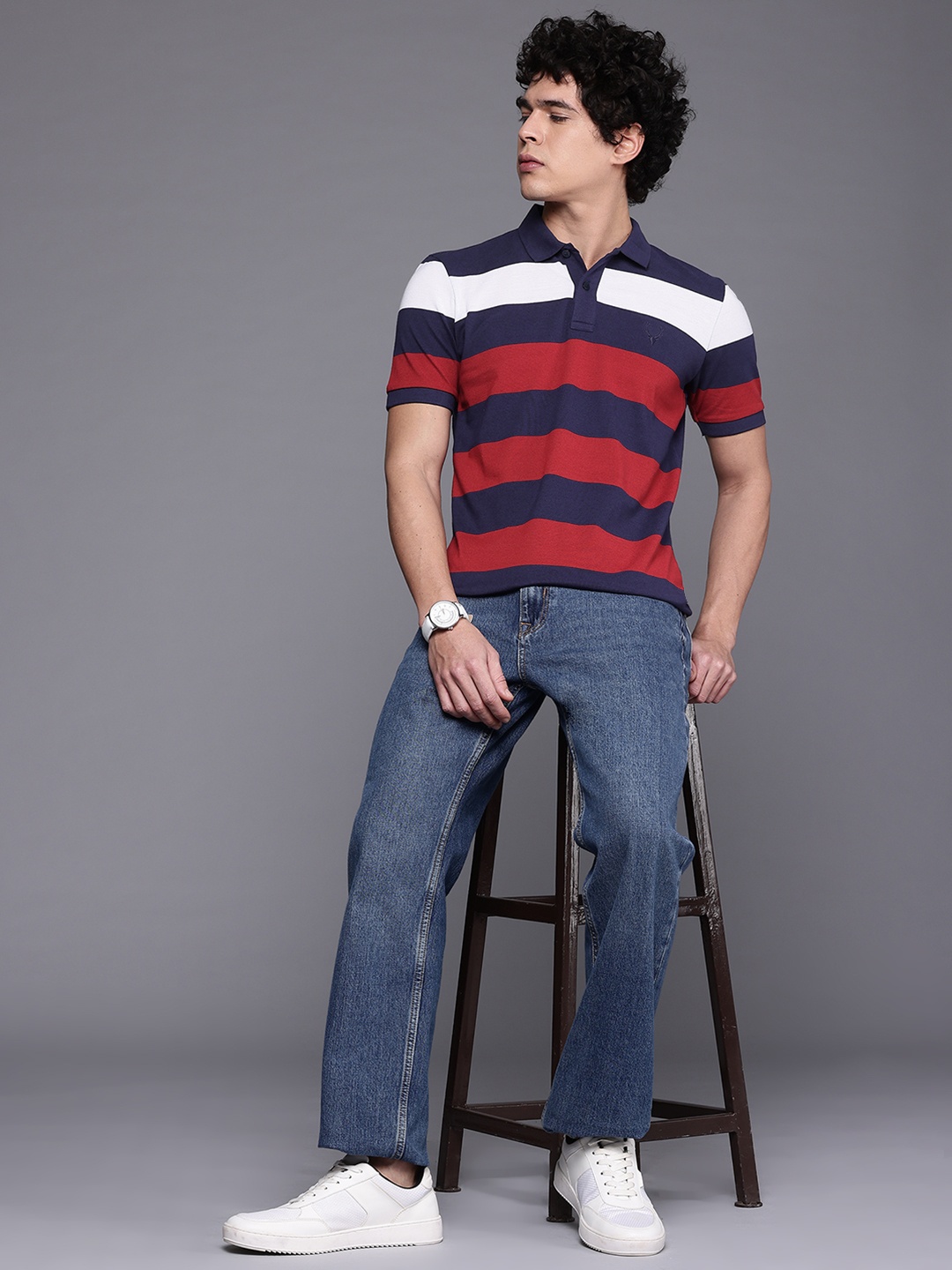 

Allen Solly Striped Polo Collar T-shirt, Red