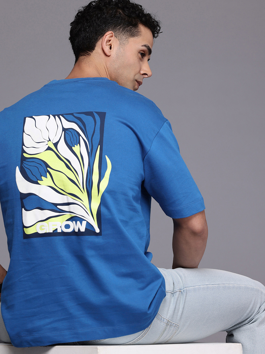 

Allen Solly Pure Cotton Graphic Printed Relaxed Fit T-shirt, Blue
