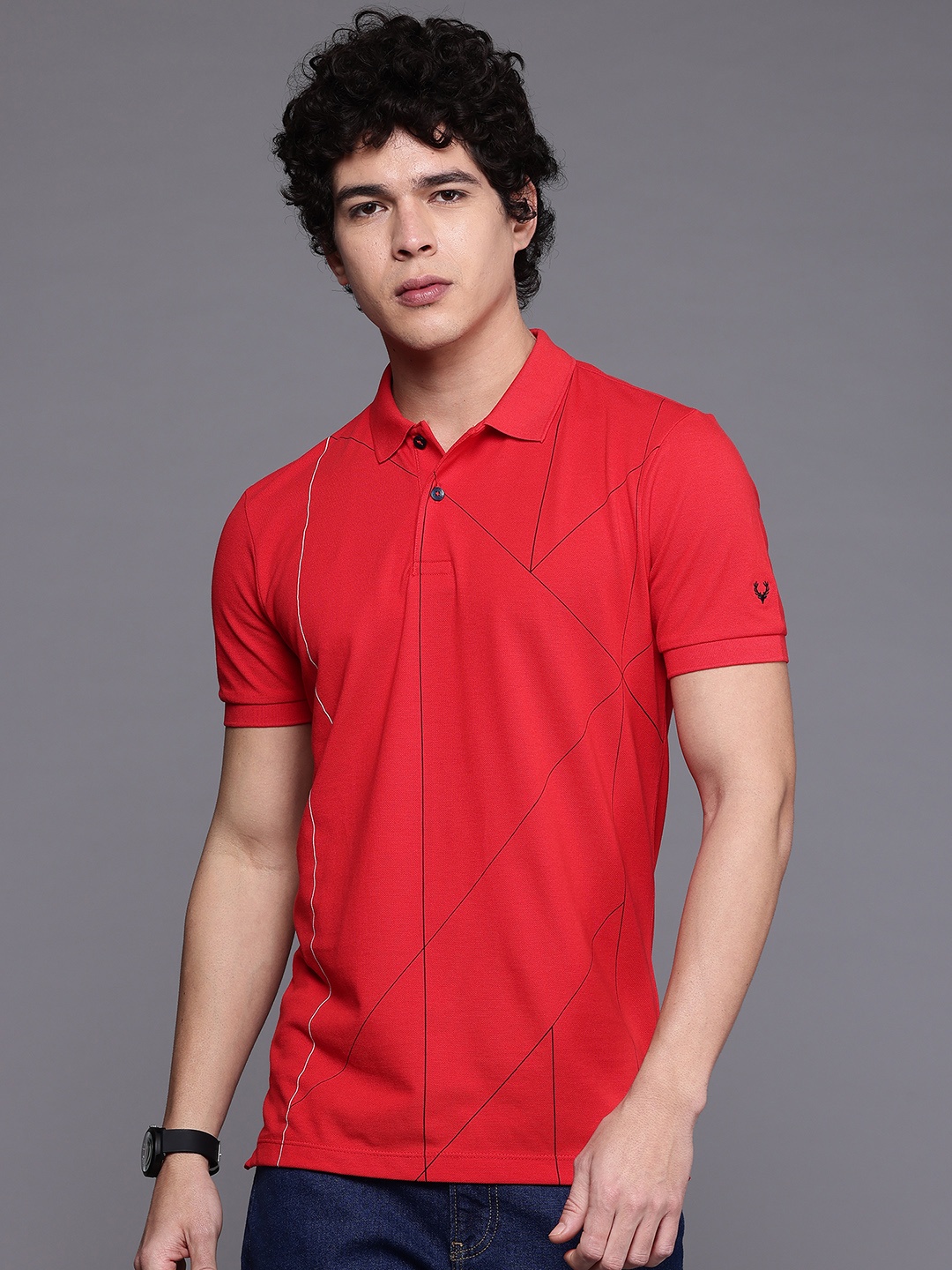 

Allen Solly Printed Polo Collar T-shirt, Red