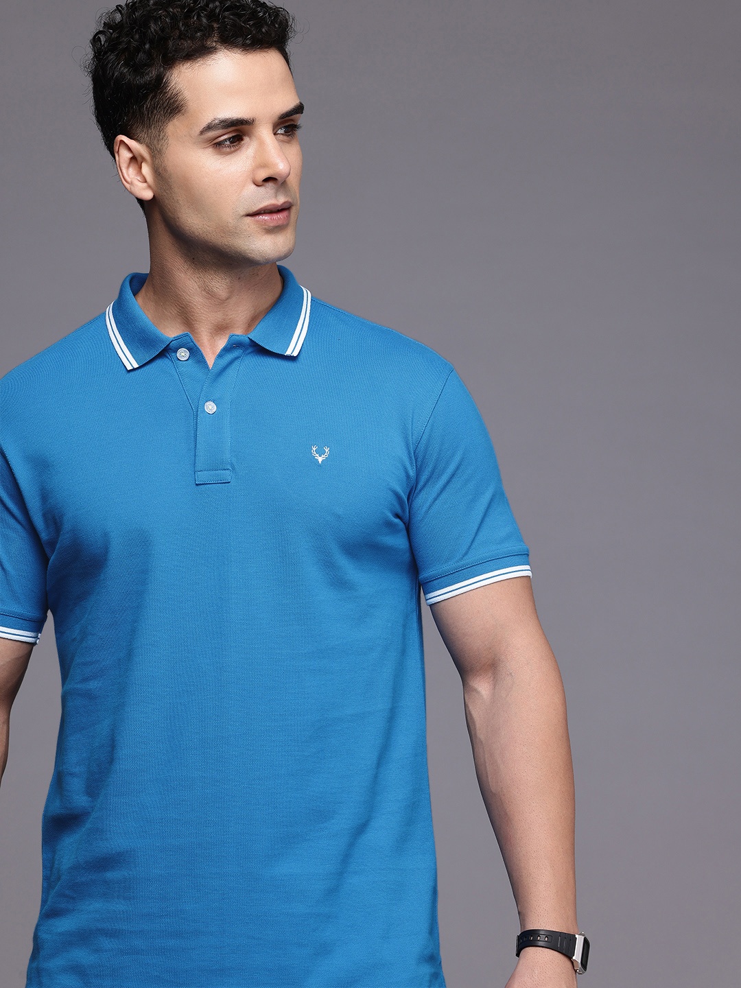 

Allen Solly Polo Collar Pure Cotton T-shirt, Blue