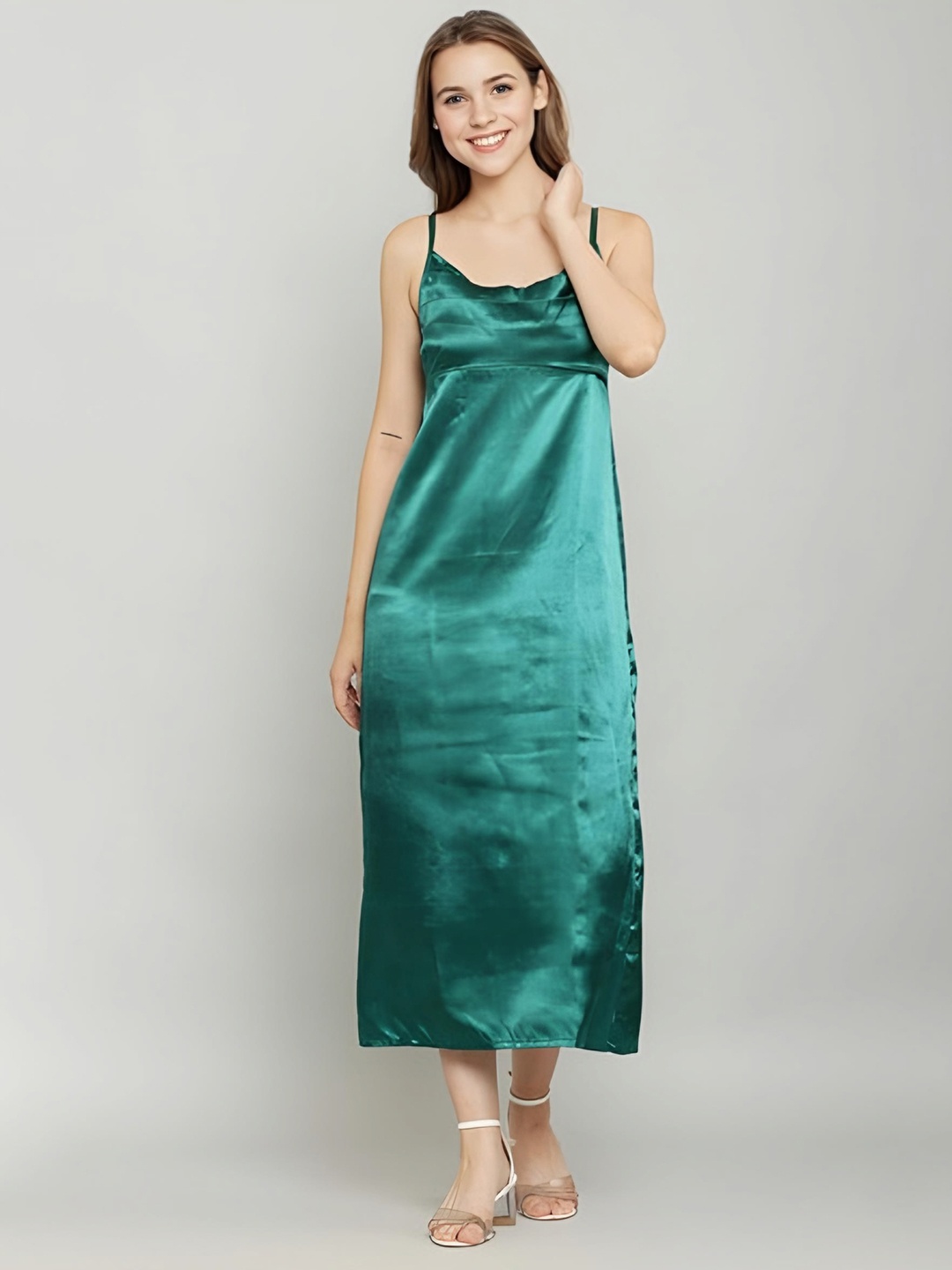 

MICHAEL KOVLIN Women Shoulder Straps Maxi Midi Dress, Green