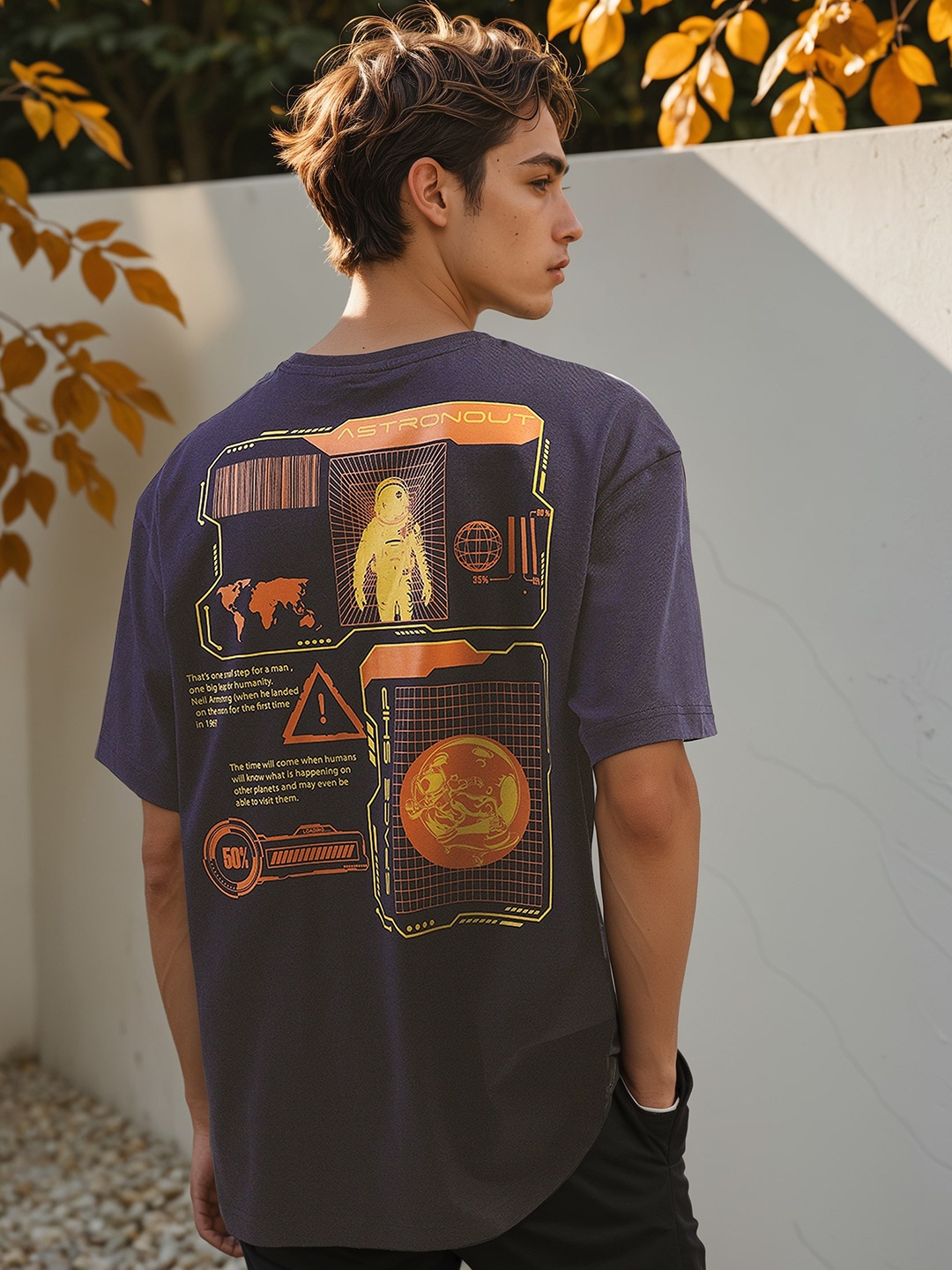 

H&M Oversized Graphic T-Shirt, Blue