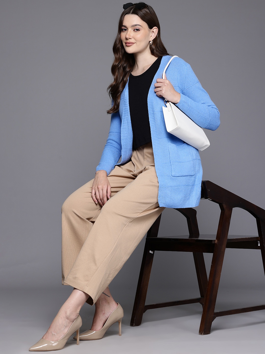 

Cayman Woollen Longline Cardigan, Blue