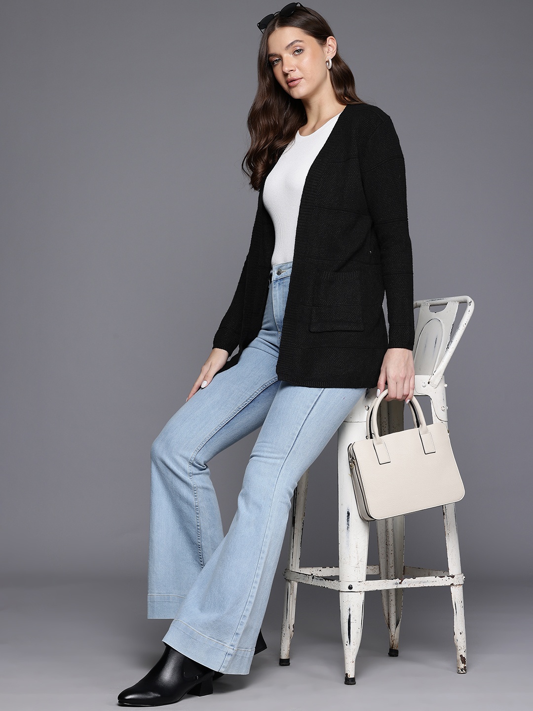 

Cayman Woollen Longline Cardigan, Black
