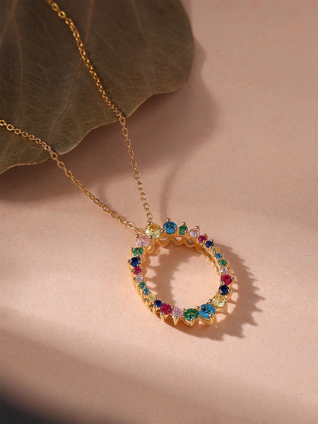 

Ornate Jewels 925 Sterling Silver Rhodium-Plated CZ Studded Necklace, Gold