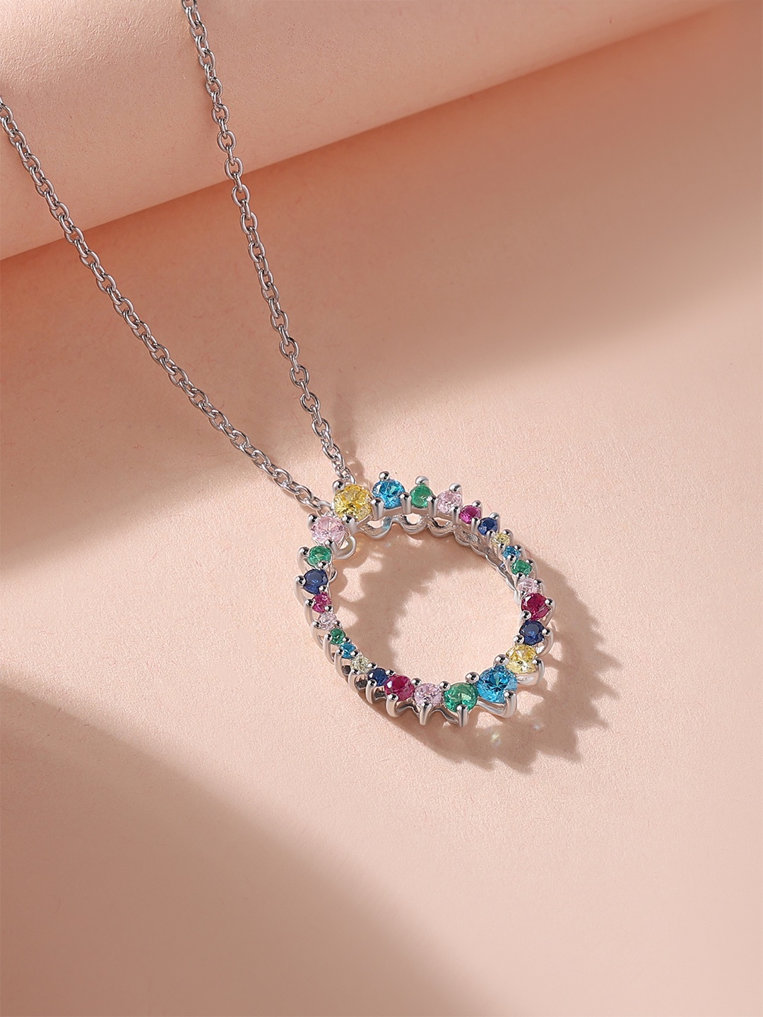 

Ornate Jewels 925 Sterling Silver Rhodium-Plated CZ Studded Necklace