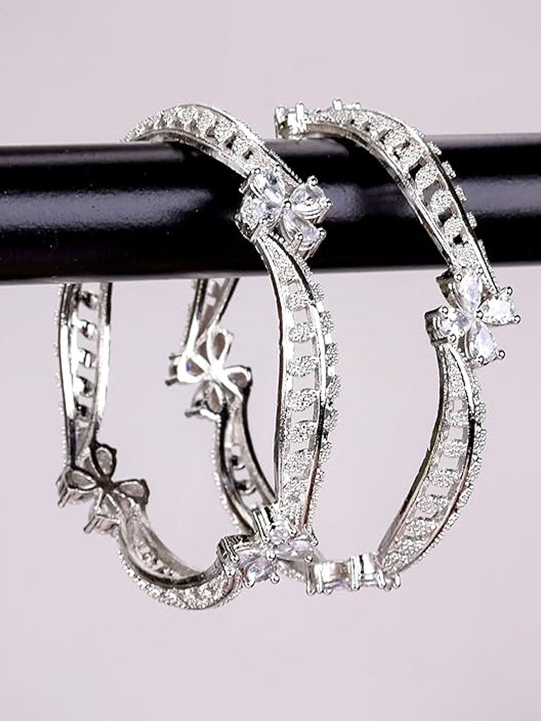 

Zevarly Pack Of 2 Gold-Plated AD-Studded Bangles