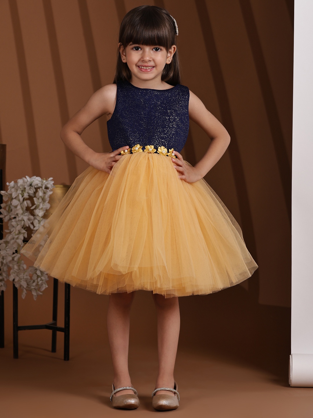 

Toy Balloon kids Girls Tulle Fit & Flare Dress, Gold