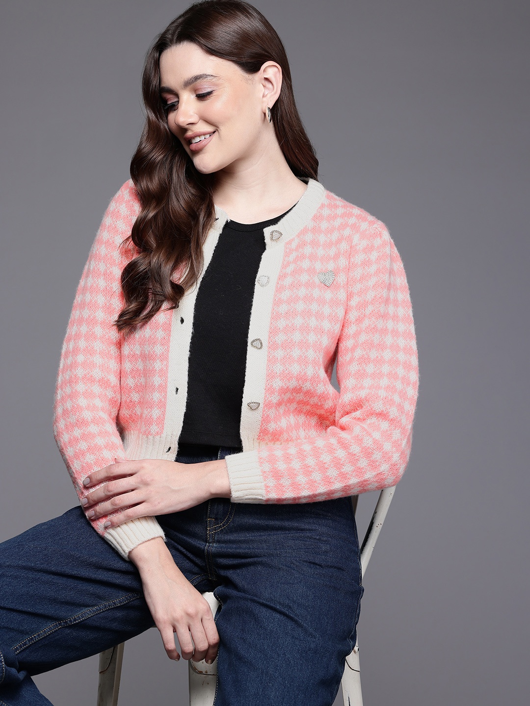 

Cayman Woollen Crop Cardigan, Coral