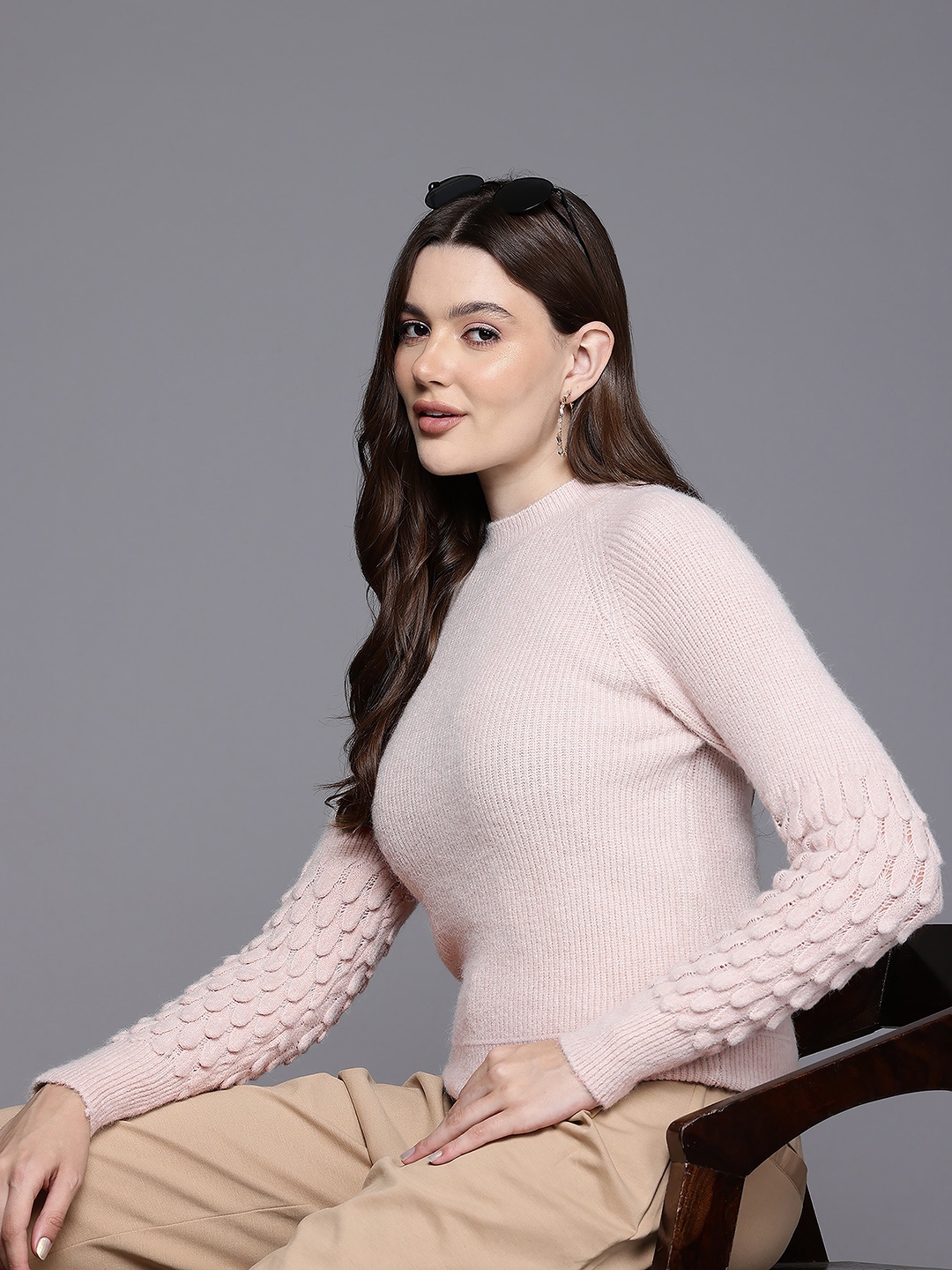 

Cayman Ribbed Woollen Pullover, Beige
