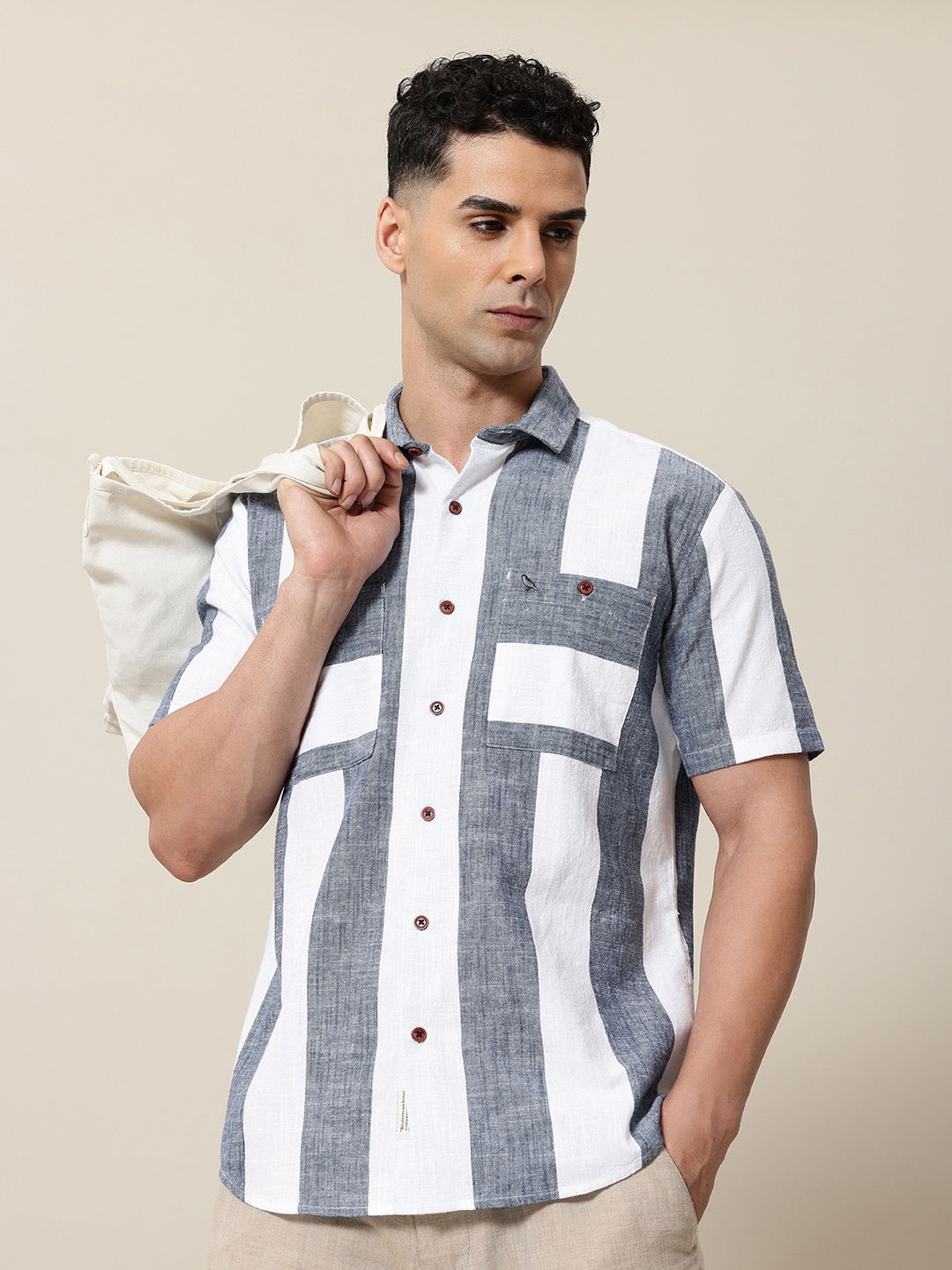 

Mr Bowerbird Premium Striped Casual Shirt, Blue