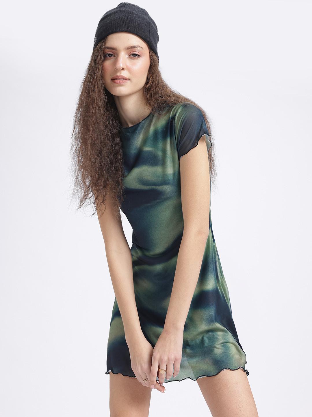 

glitchez Aurora Luxe Printed Sheath Dress, Green