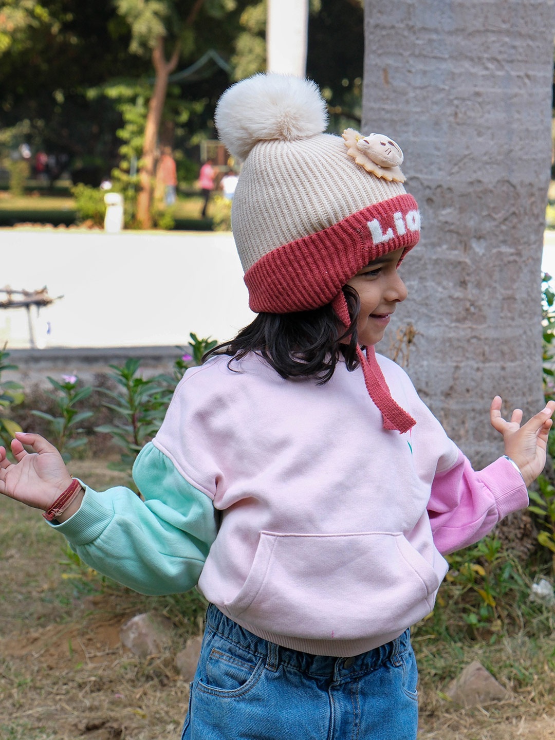 

DukieKooky Kids Self Design Woollen Beanie, Cream