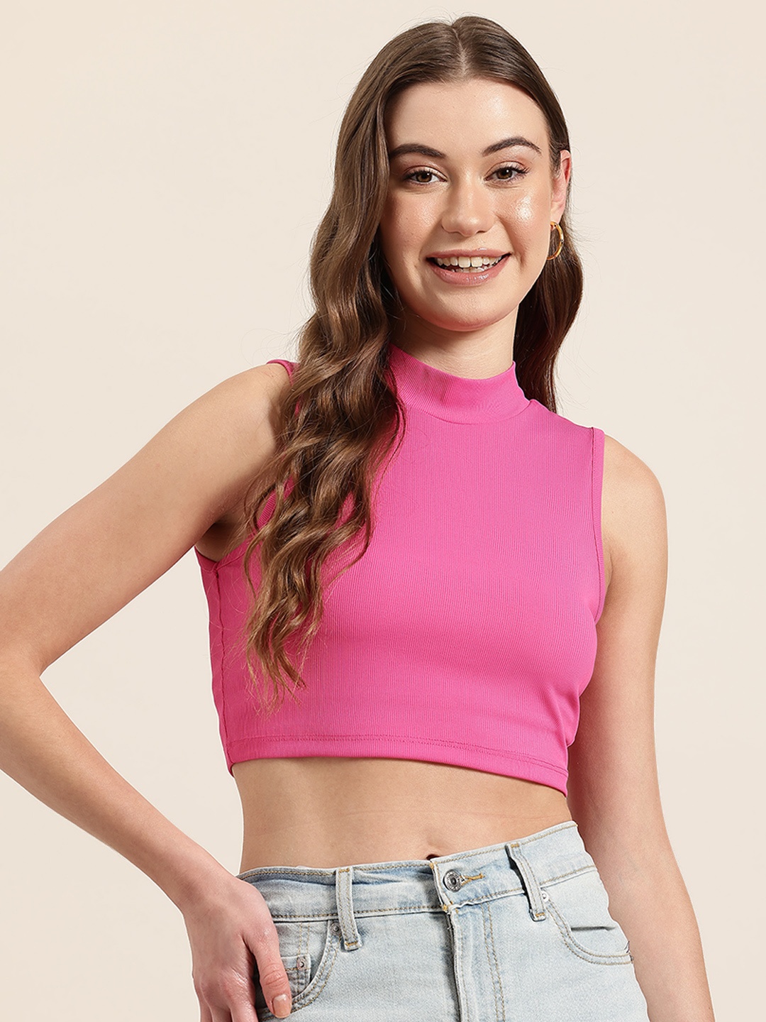 

HERE&NOW Ribbed Crop Top, Pink