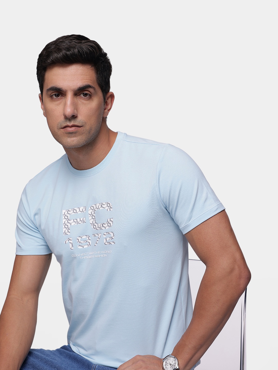 

French Connection Brand Logo Printed T-shirt, Blue
