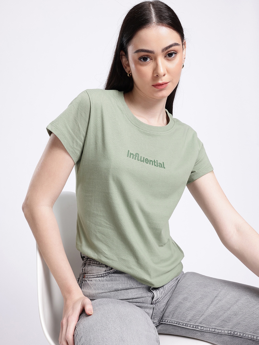 

glitchez Inspiring Aura Printed T-shirt, Green