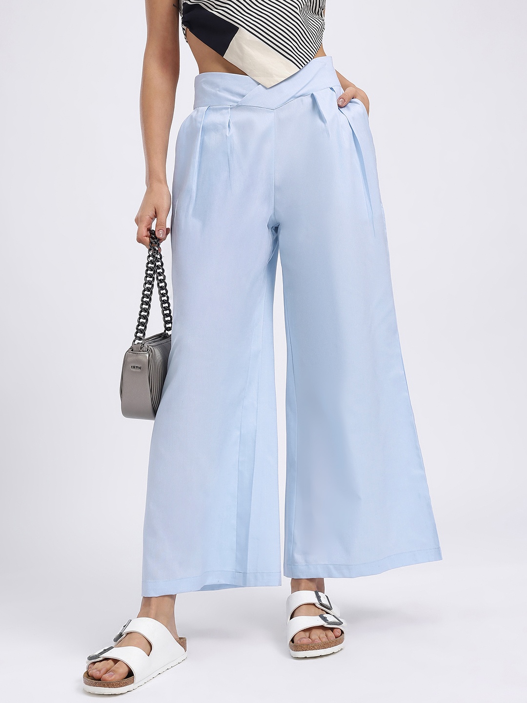 

glitchez Ocean Cool Pleated Trousers, Blue