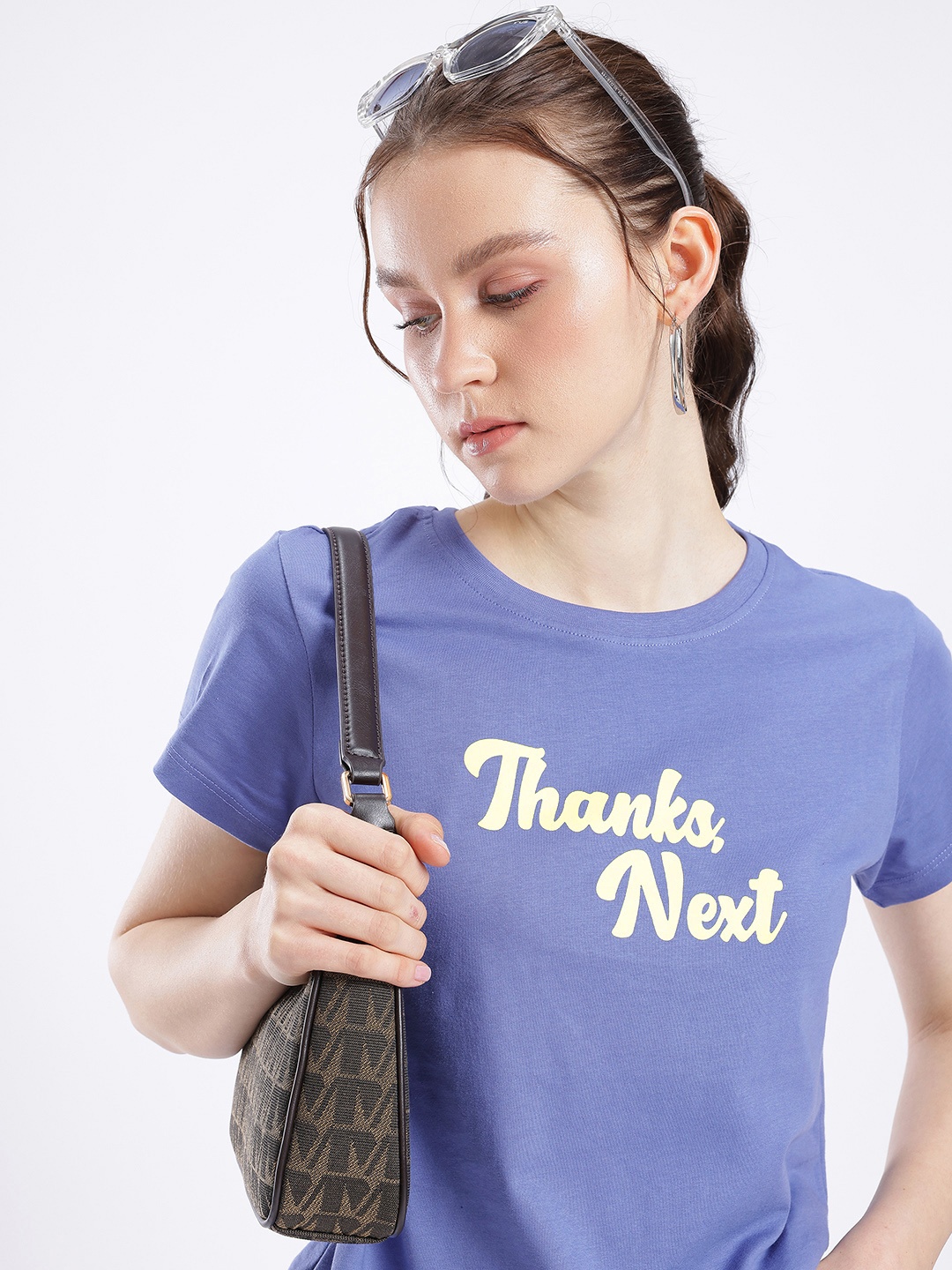 

glitchez Modern Vibe Typography Printed T-shirt, Blue